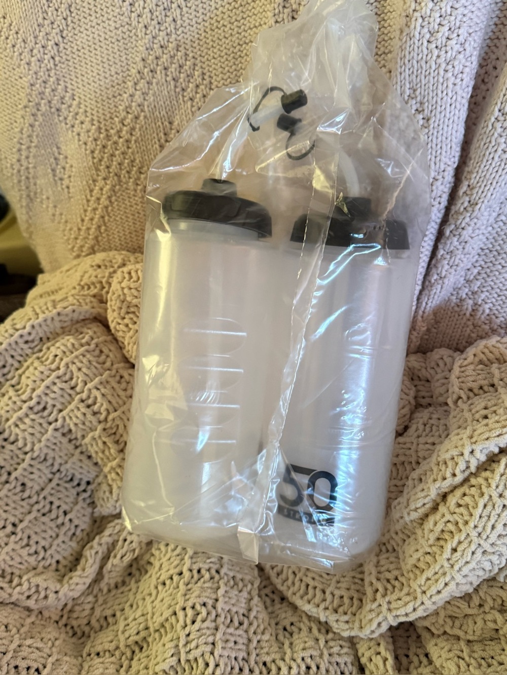 Set of 2 Clear Plastic Shaker Bottles with Black Lids